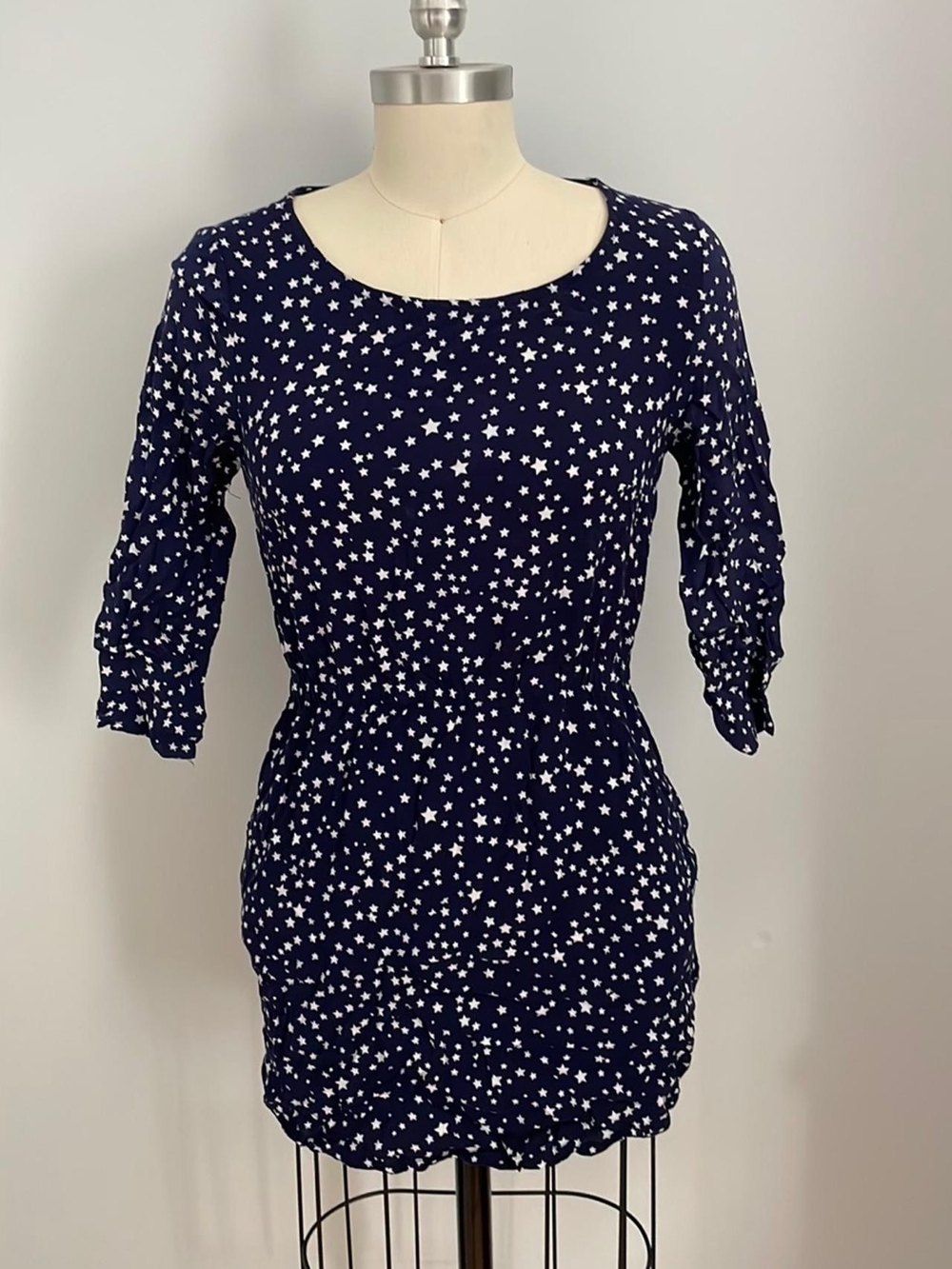 H&M Divided Womens Star Print Mini Dress Navy Blue/White- Size 6